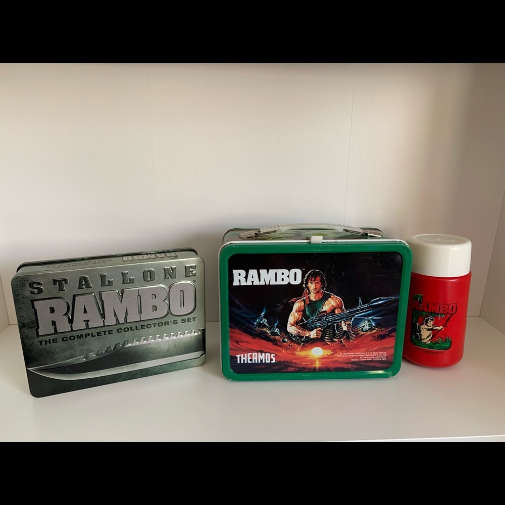 Vintage 1985 RAMBO METAL Lunchbox w/ Thermos Set